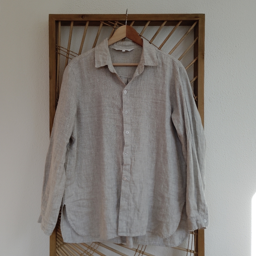 Crown Linen Designs Button Front Shirt / Size Large - Picture 2 of 9